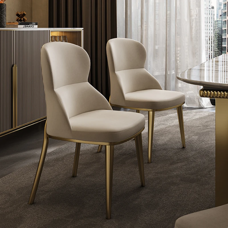 

Unique Leather Dining Chairs Gold Legs Comfortable Creative Living Room Chair Ergonomic Wedding Meubles De Salon Indoor Supplies