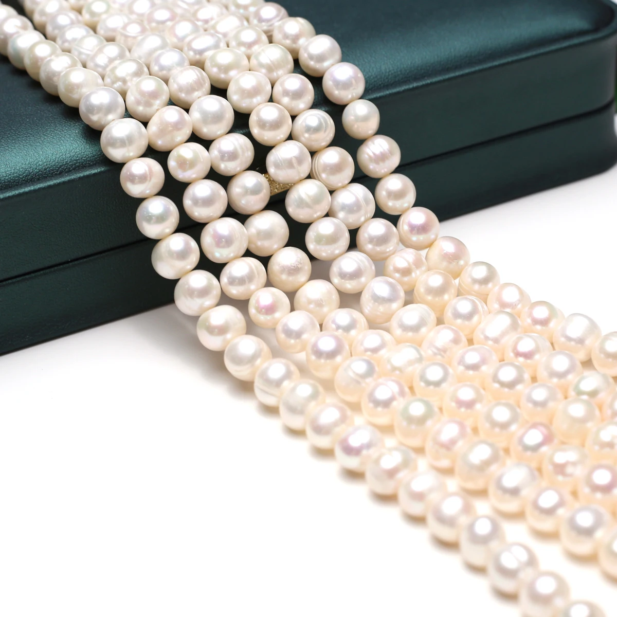 

AA 9-10mm White Nearround Beads Natural Freshwater Pearls Loose Beads for Jewelry Making DIY Women Necklace Bracelet Accessories