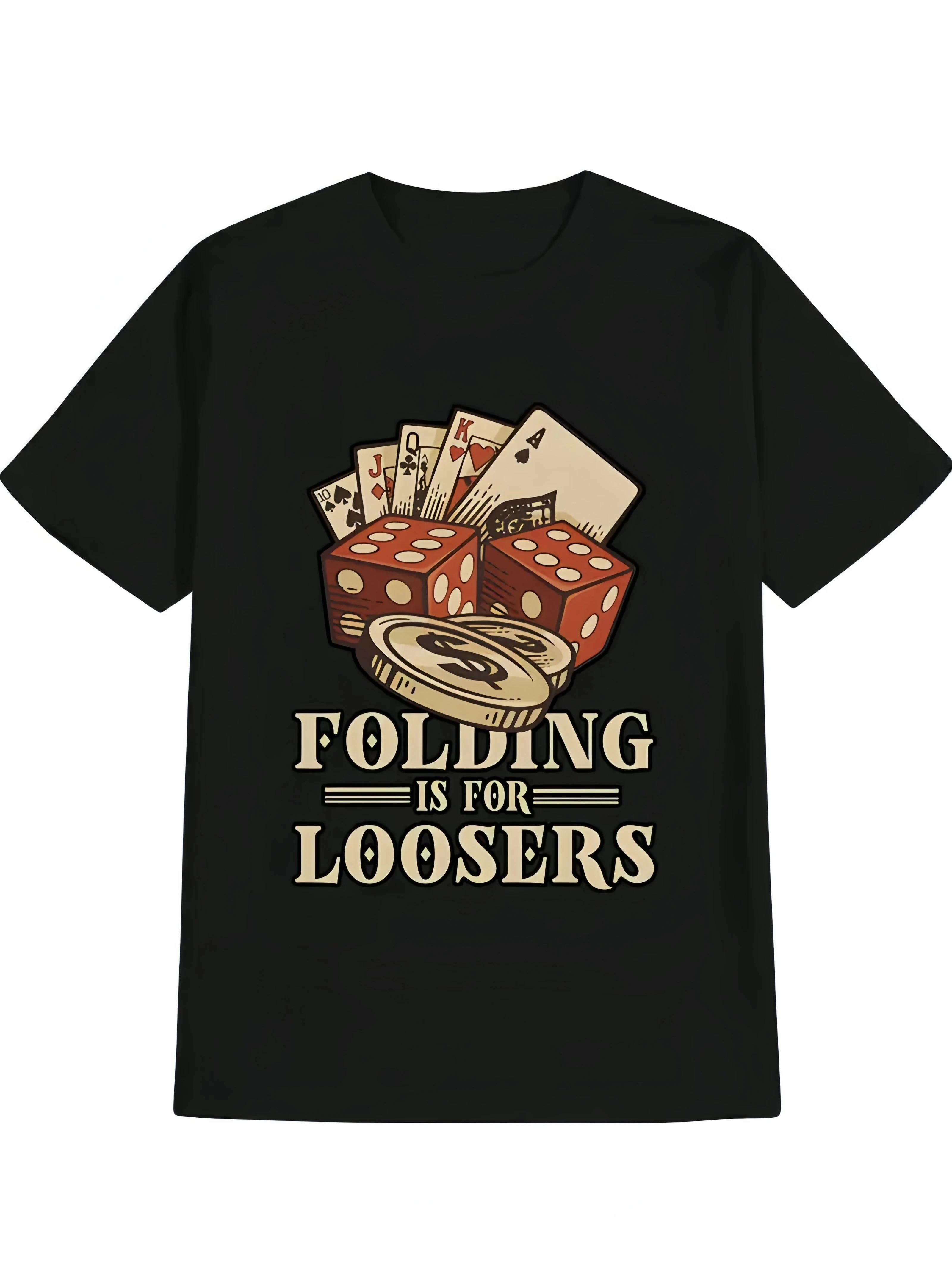 

Мужская повседневная универсальная футболка с круглым вырезом, мужской топ с рисунком покерных карт и кубиков, мужской подарок