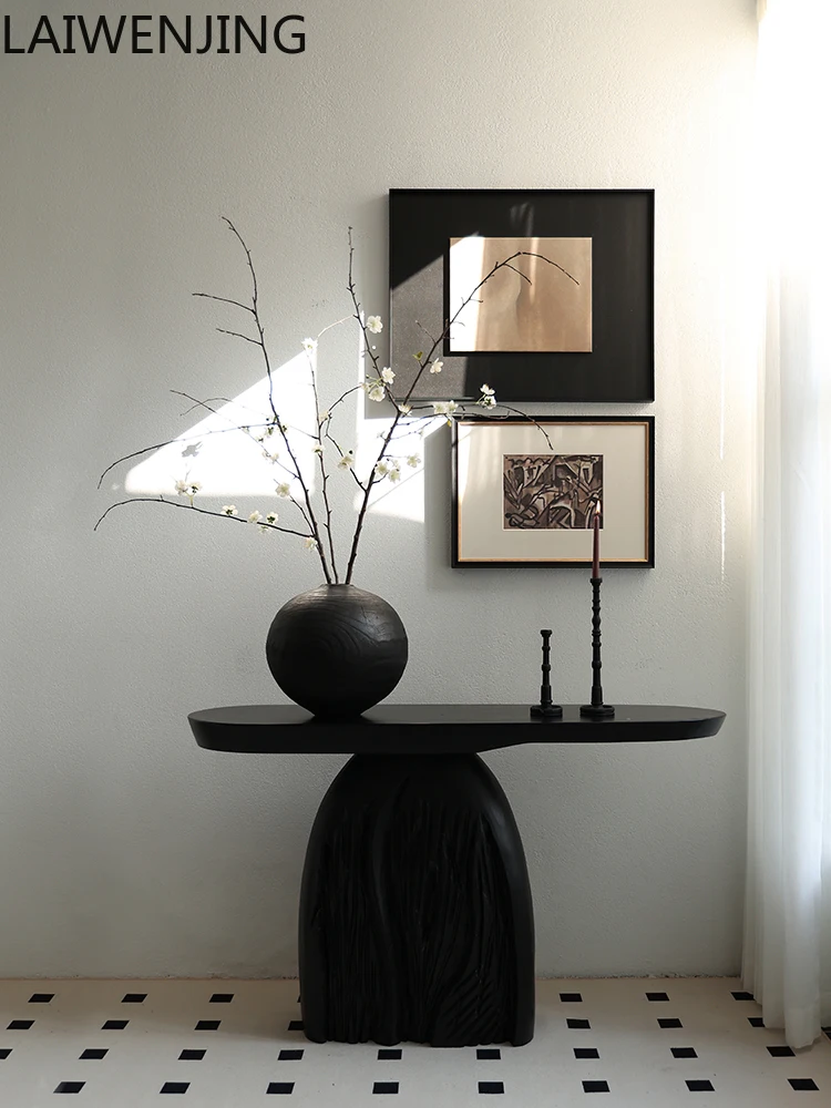 

MJY wabi-sabi wind entrance solid wood end-view table new Chinese-style home decoration ornament