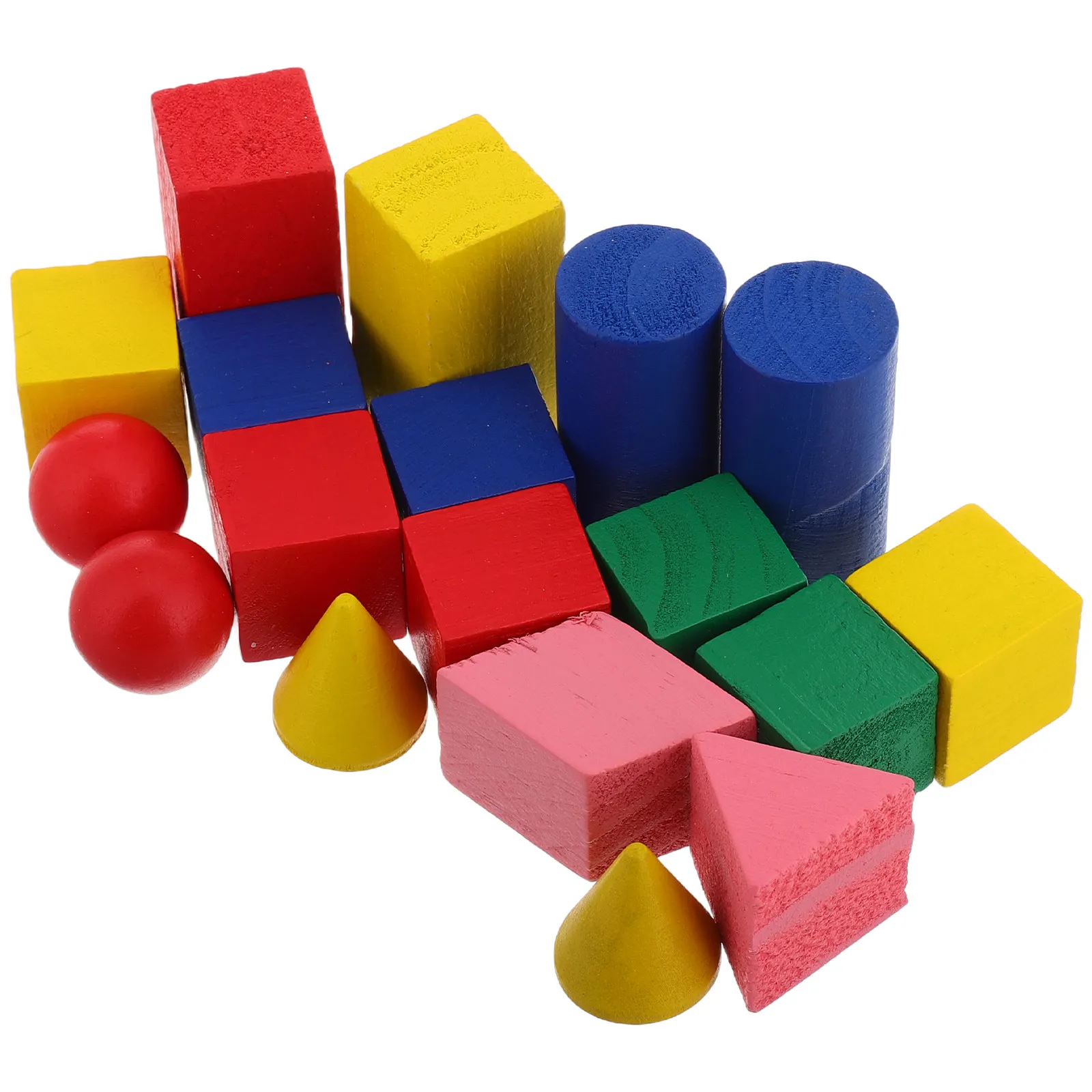 18Pcs Geometry Solids Wooden Blocks Set Educational Tool Classroom Teaching Aid for Students Learning Geometric Shapes Cubes