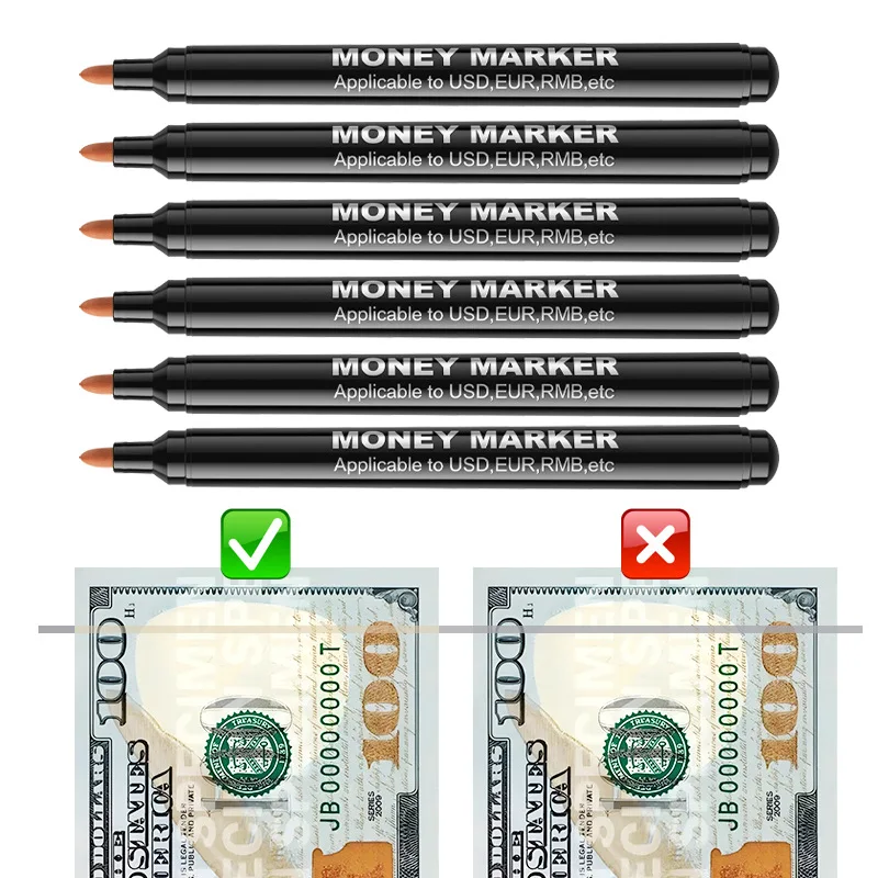 20pcs Water Based Money Tester Pen Portable Fake Cash Check Marker Counterfeit Bill Ticket Anti-Fraud Detector Pen