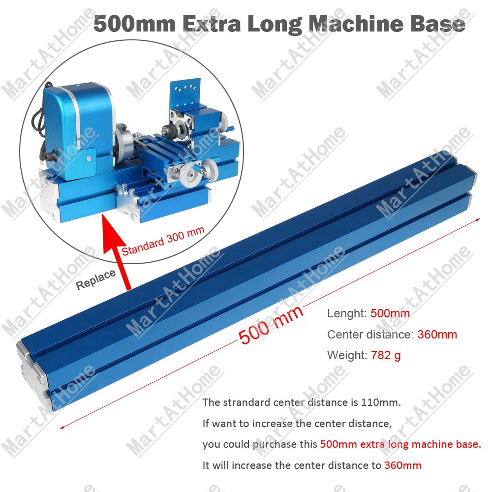 Extra-lange Mini Holz Drehmaschine Basis Erhöhen Zentrum Abstand zu 360mm von 110mm für Mini Drehmaschine W103MA w102MA