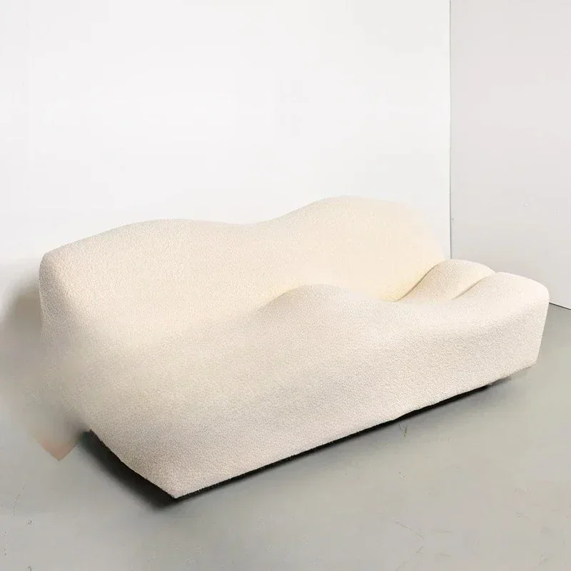 Light Luxury Lambswool Fabric Small Apartment Living Room Lazy Sofa Balcony Leisure Sofa Clothing Store Rest