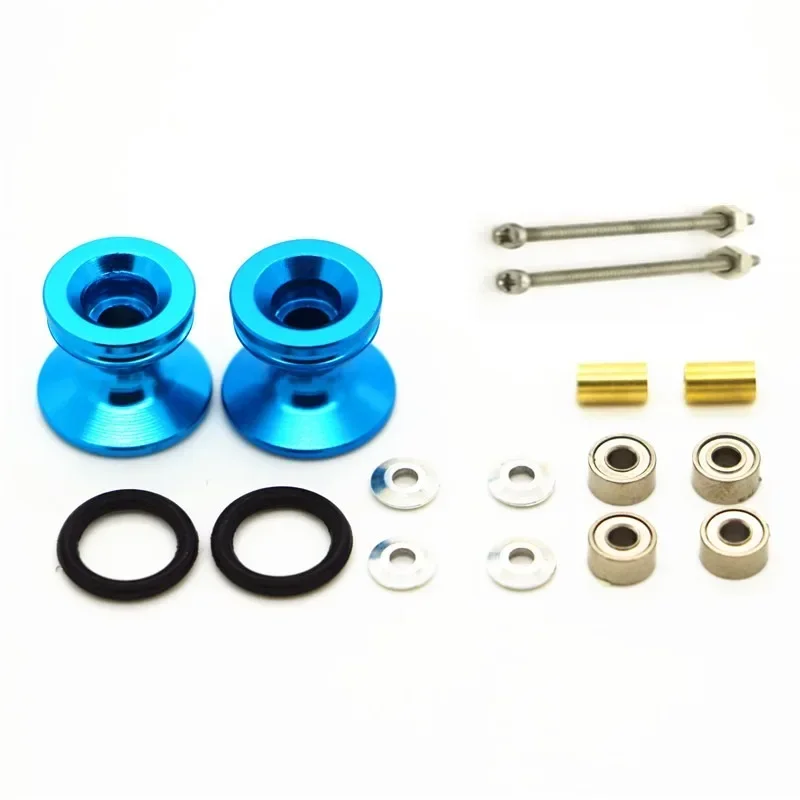 Dubbele aluminium rollen met rubberen ringen (13-12 mm) aangepaste onderdelen voor Tamiya Mini 4WD dubbele aluminium rollen 15418