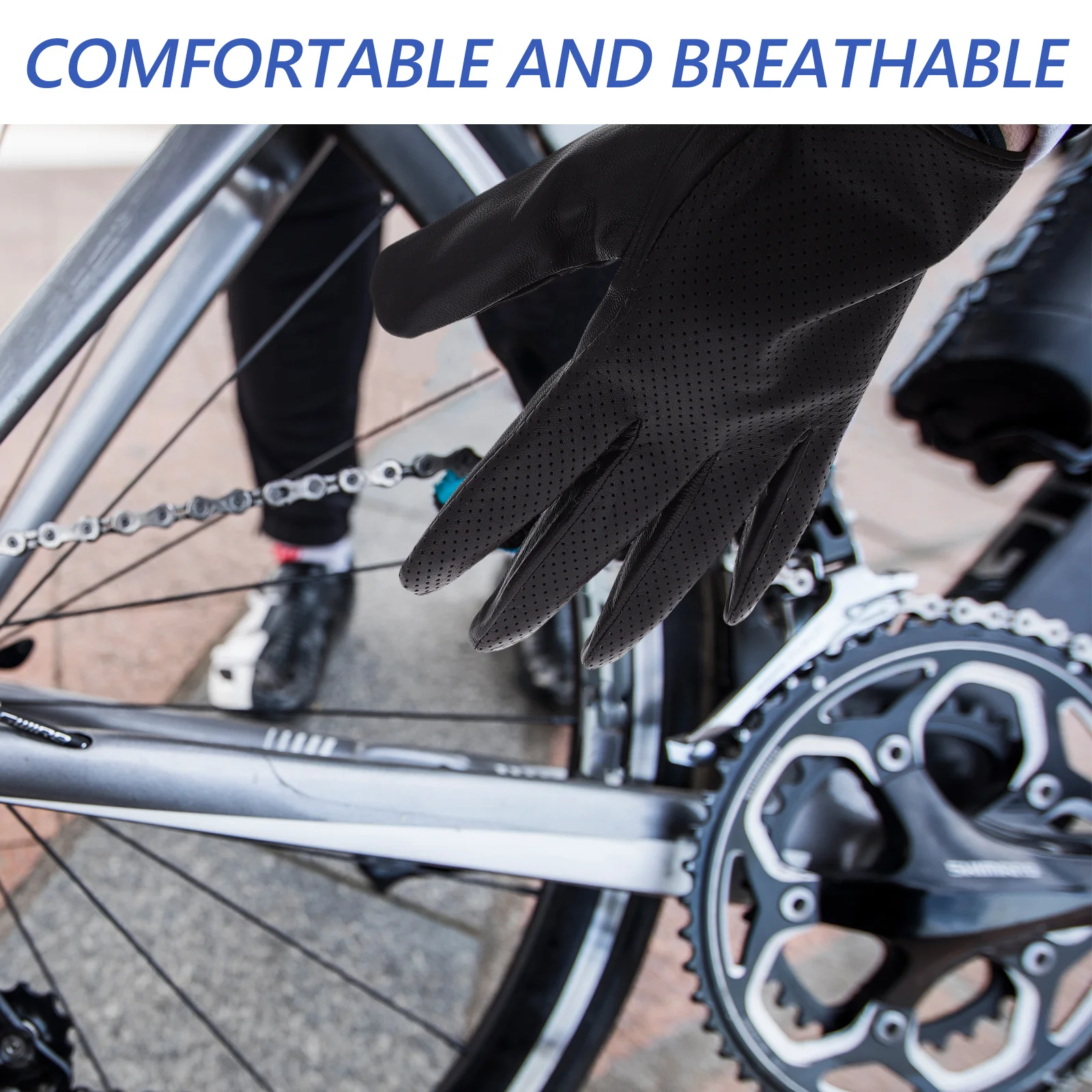 

2Pcs Men's Gloves Breathable Mesh Cutout Touchscreen Function Driving Motorcycle Biking Gloves for Cold Weather