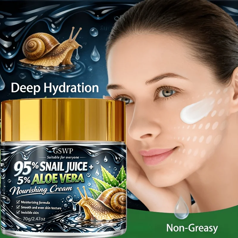 GSWP Crema Facial de Caracol y Aloe Vera: una crema pos-solar para el verano que proporciona una hidratación profunda y alivia la sequedad. 70g/140g