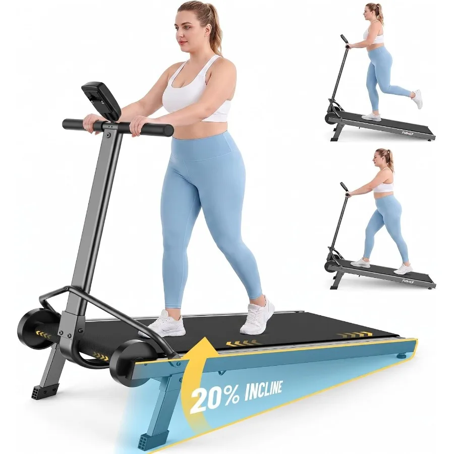 Home/Outdoor Foldable Manual Treadmill, Steel Frame, Black, 20 Incline Digital Monitor, Up to 500LBS Capacity