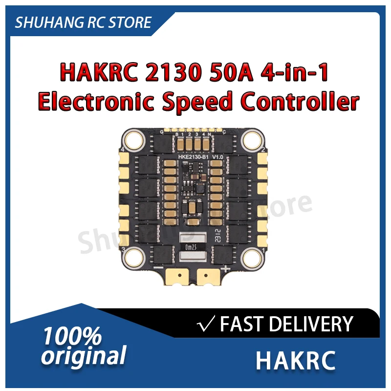 HAKRC 2130 50A 4-in-1 ESC 2S-8S Lipo Low-Noise PWM Drive High-Temperature Resistance Dshot150 for RC Drones FPV Racing Drones