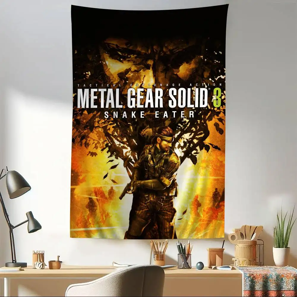 M-Metal Gear S-Solid Game Printed Large Wall Tapestry Cheap Hippie Wall Hanging Bohemian Wall Tapestries Mandala INS Home Decor