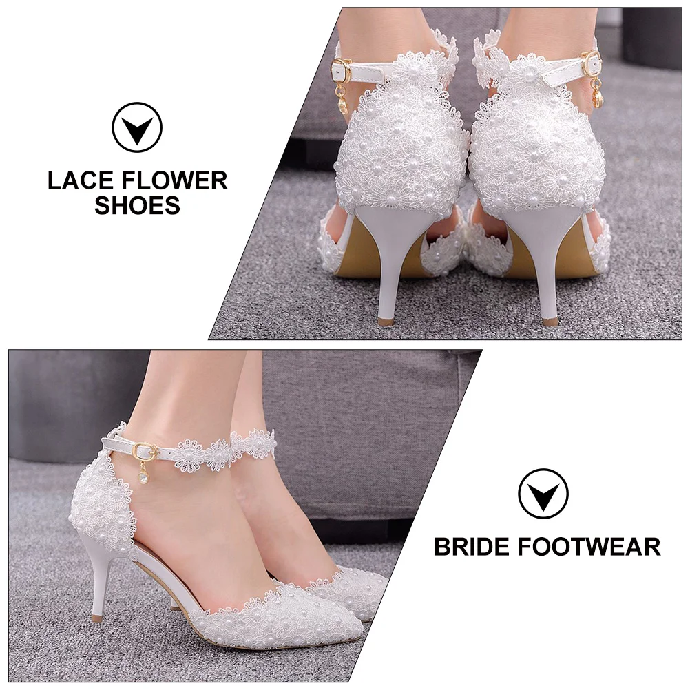 Pointed Toe Bridal Shoes Ankle Strap Sandals Wedding Stilettos High- Pointy Woman Party