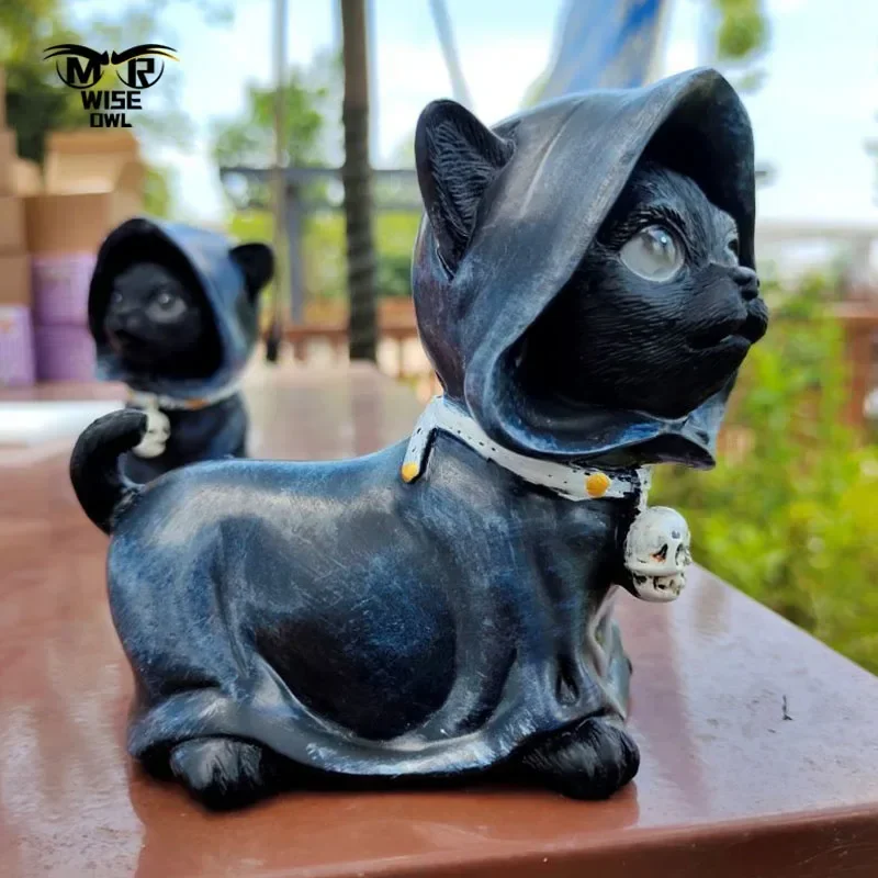 

Resin Black Magic Cat Figurines Reapers Kitty Statues for Interior Home Halloween Festival Decoration Accessories Kid