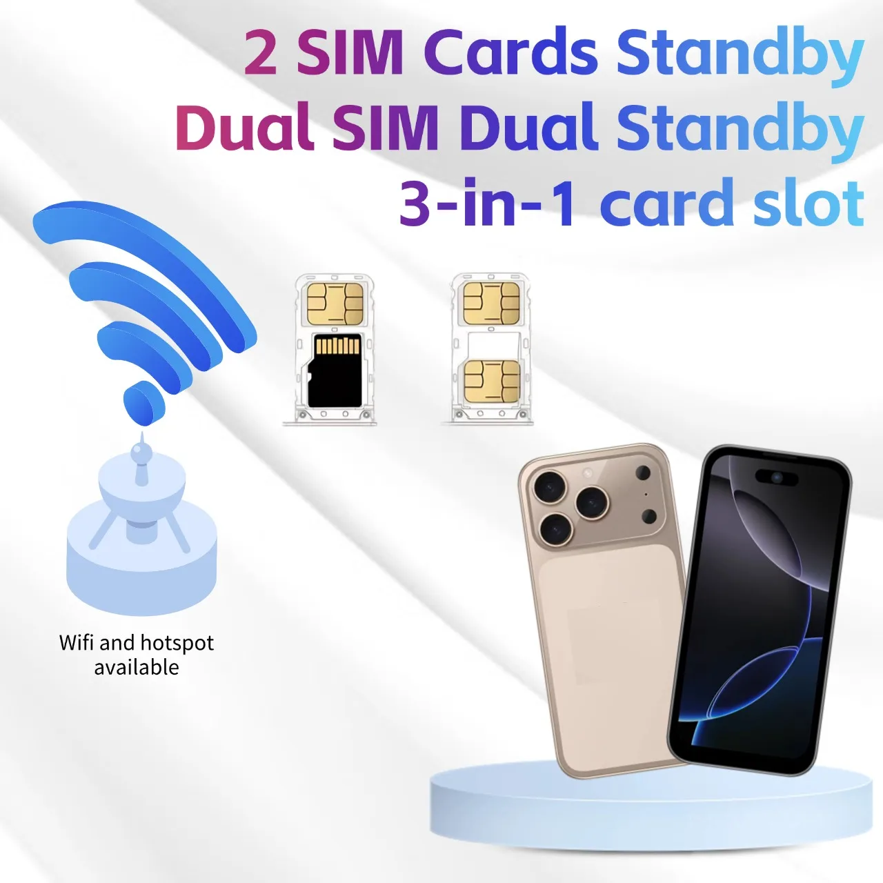Mini Smart Phone Android 8.1 3.75" Screen 1GB+16GB WiFi Hotspot Dual SIM Two Camera Low Price Mini Smart Phone for Kids