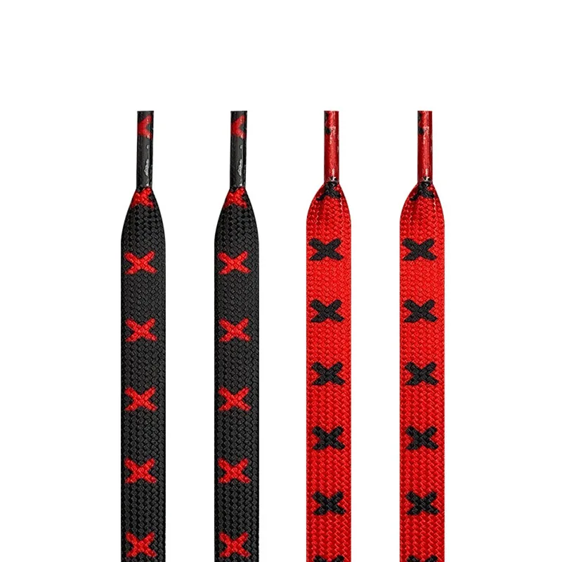 1Pair Black&Red X Shoelaces AJ1 MID Sneakers Shoe laces Quality 0.8CM Width Flats Shoelace 120/140/160CM Shoes Accessories