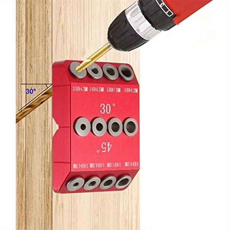 30/45/90° All-Metal Drill Guide Jig: For Cable Railing Lag/Screw Wood Post – Straight/Angled Holes for Railing/Deck/Stair Handra
