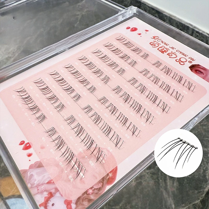 ไม่ต้องใช้กาวกลุ่มขนตาธรรมชาติปุยสําหรับขนตาล่าง Handmade มังสวิรัติ Extension Lashes พร้อมเอฟเฟกต์ Wispy นุ่ม