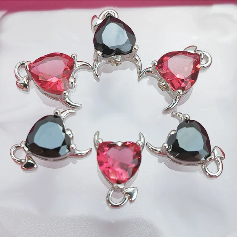 JICAI 925 فضة هالوين الشيطان البطن زر ثقب البطن زر خواتم فاخرة الأحمر الأسود الكوراندوم الإناث جديد للمرأة