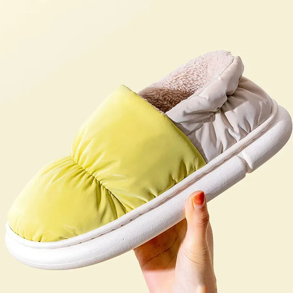 Pallene Winter Toast Women Slippers Warm Plush Cotton Slippers Indoor Home Non-Slip Thick Sole Furry Shoes For Couples New 2022