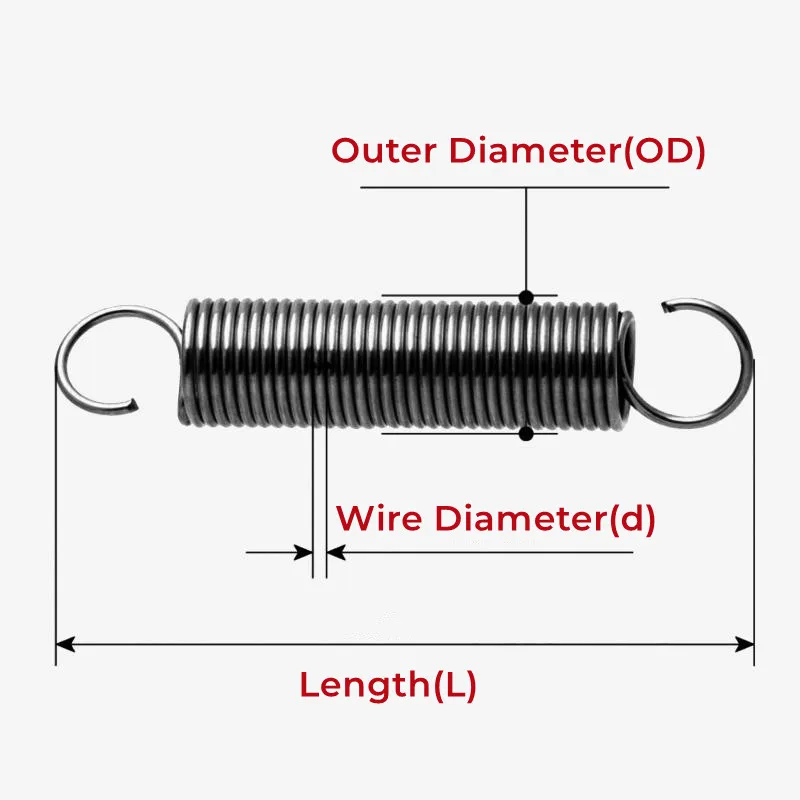 1pcs 65Mn Open Hook Tension Spring Wire Diameter 1.2mm O hook extension spring Outer Diameter 6~12mm