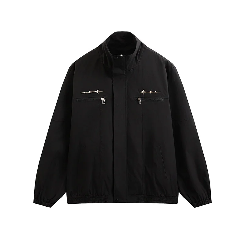 Spring Autumn Man Coat Simple Solid Color Stand Collar Male Jacket Thin Breathable Long Sleeve Loose Casual Men Outerwear