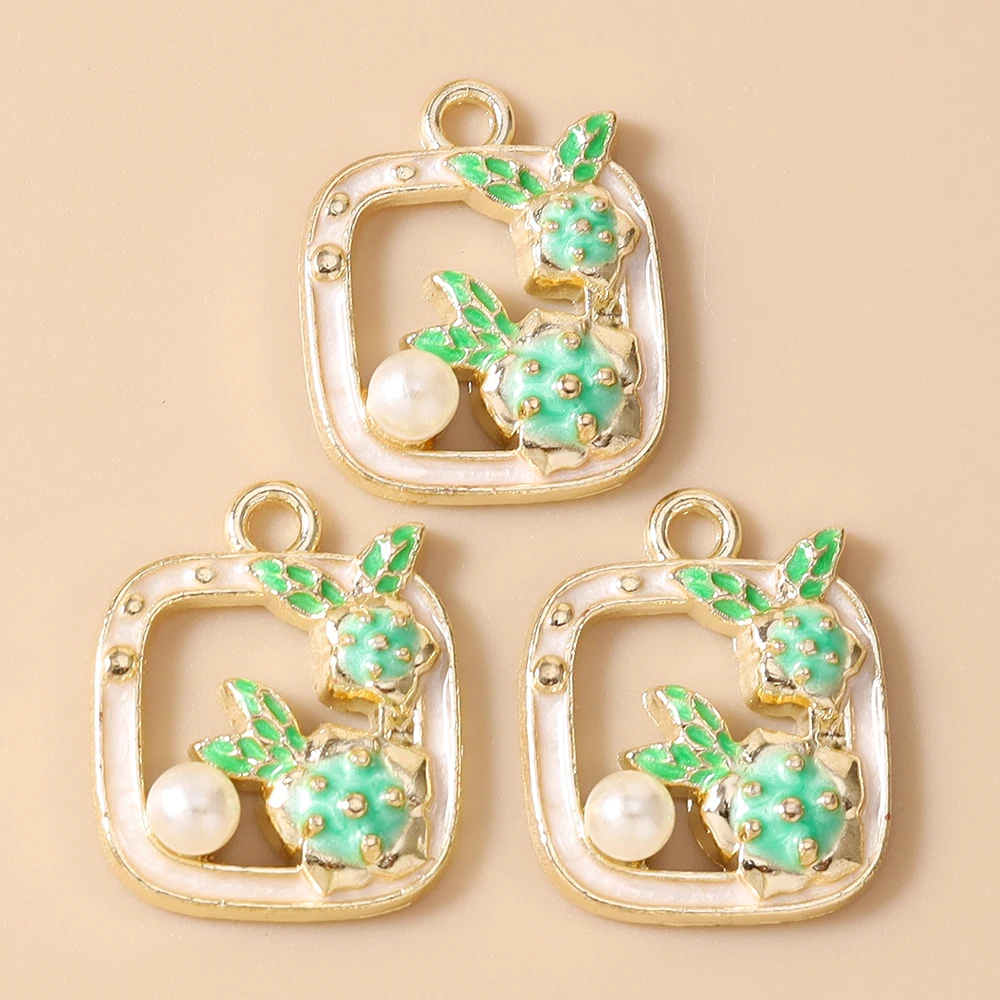 Leslie 10 Stück Retro Goldfarbene Ölgemälde-Perlenblumen-Anhänger für DIY Ohrringe, Halsketten, Handgemachter Schmuckherstellung – Detail 14