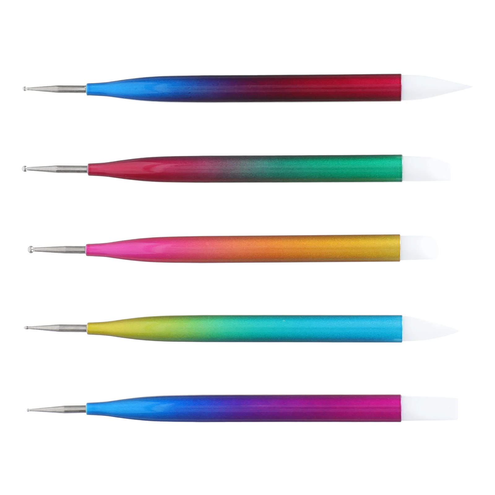 

5pcs Silicone Diamond Picking Pen Nail Art Drawing Tool Double Headed Bead Accessories Stainless Steel Manicure Diy Dotting
