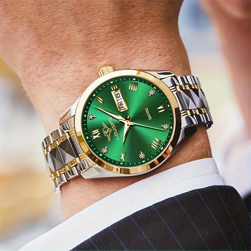 Men's Quartz Watch Business Luminous Calendar Sports Teenagers Trend Stainless Steel Student Wristwatches, Ideal Choice for Gift