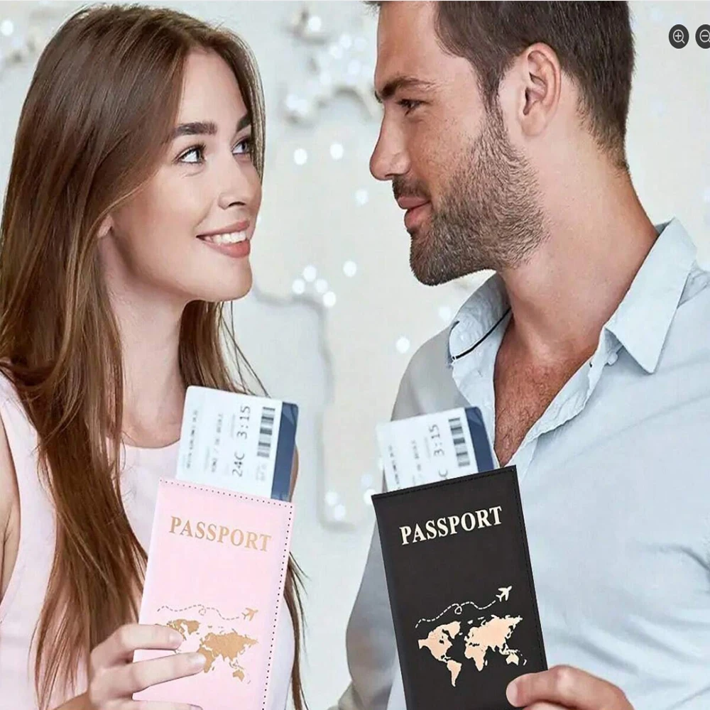 Fashion passport protection case, world pattern travel passport clip wallet, PU leather card holder, neutral storage bag-mw