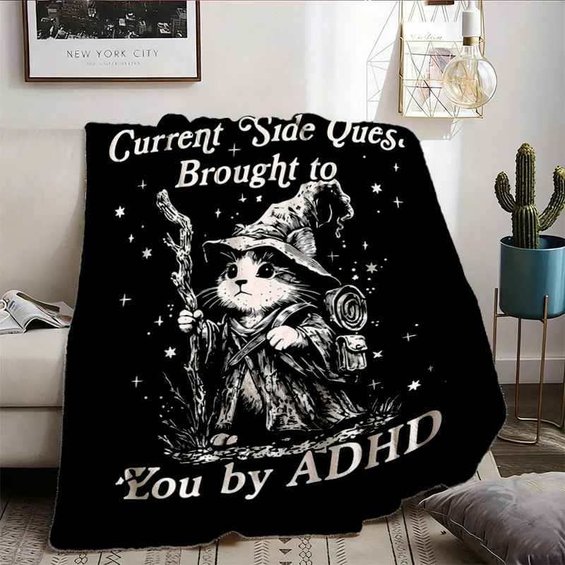 Current Side Quest Brought to You by ADHD Flannel Blanket, Funny Mental Health Flannel Throw