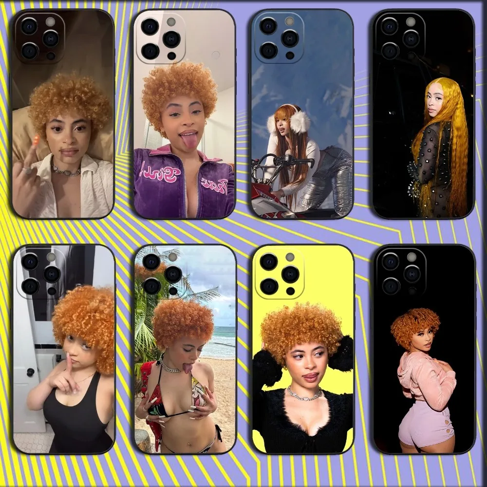 Rapper Girl I-Ice Spice Phone Case For iPhone 16,15,14,13,12,11,Pro,X,XS,Max,XR,Plus,Mini Soft Black Cover