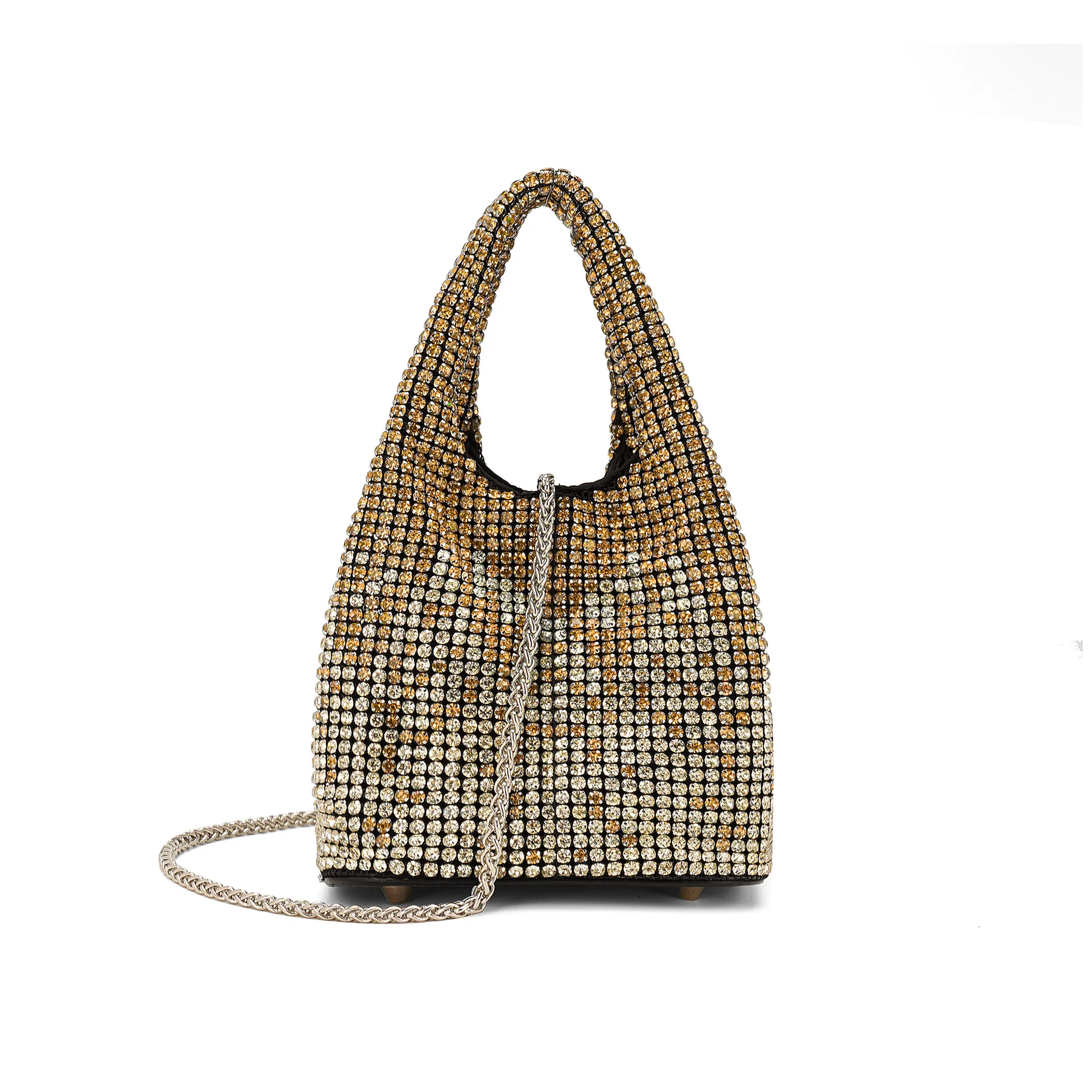 Dinner Women's Bag Fashion Chain Diamond-encrusted Full Diamond Hand-held Shoulder Oblique Span Bucket Bag Bolso De Fiesta Mujer