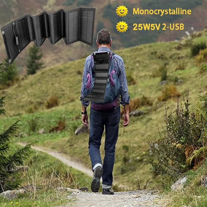 

Single Crystal 25W Solar Panel Solar Folding Package Solar Panel Portable Outdoor Charging Mobile Phone Hiking