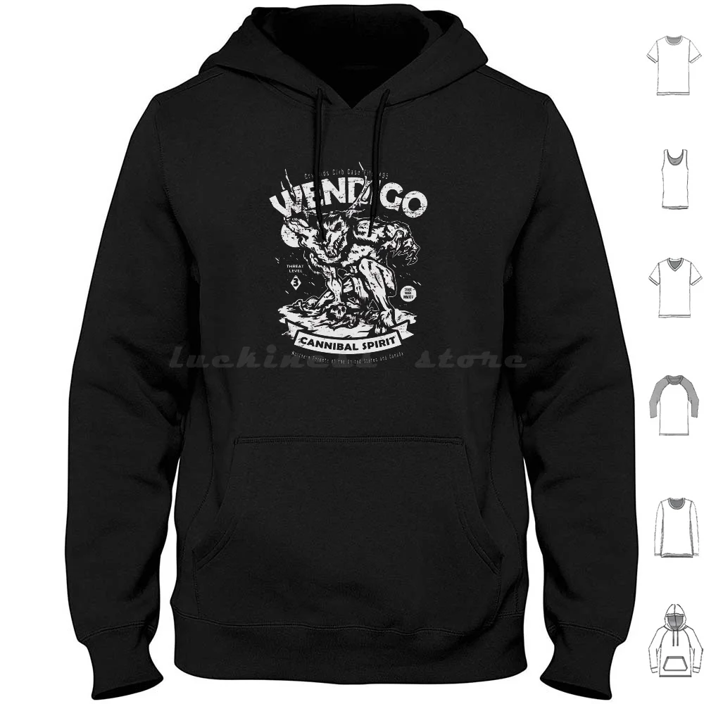 Wendigo Hoodie Cotton Long Sleeve Cryptid Wendigo Windigo Creature Legend Cryptids Supernatural Heartattackjack