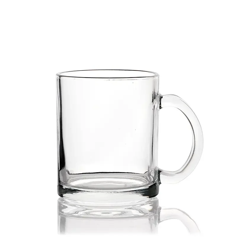 Sublimation Blank Transparent Glass 11oz Coffee Beer Mugs With Handle Tea Cup Creative Gift Drinkware Milk For Personalized Diy