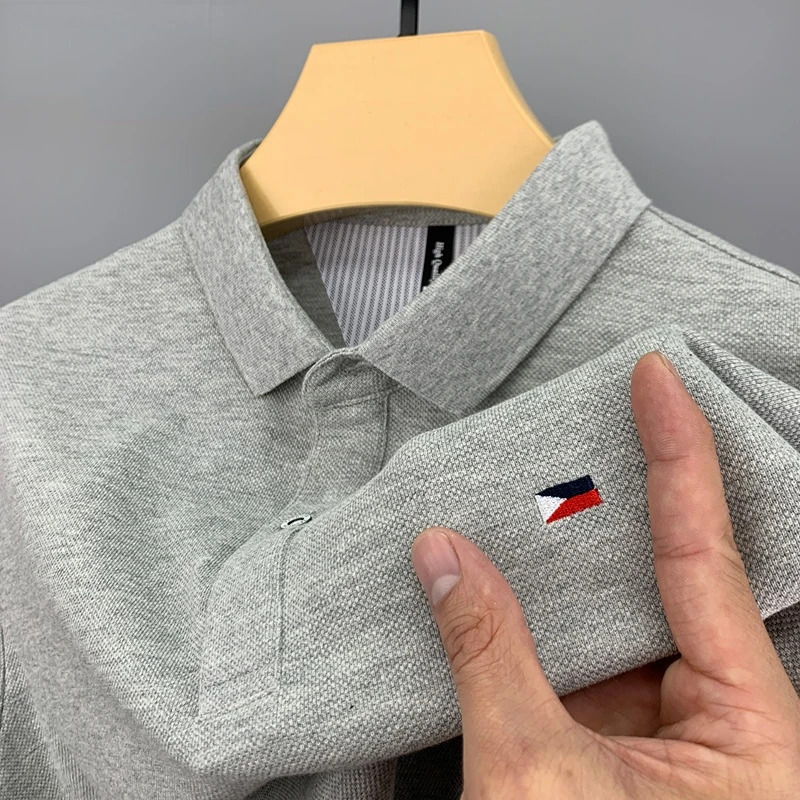 

100% Cotton Luxury Polo Shirt Men's Short-sleeved T-shirt 2023 Summer Leisure Business Casual Lapel Korean Top T-shirt M-4XL