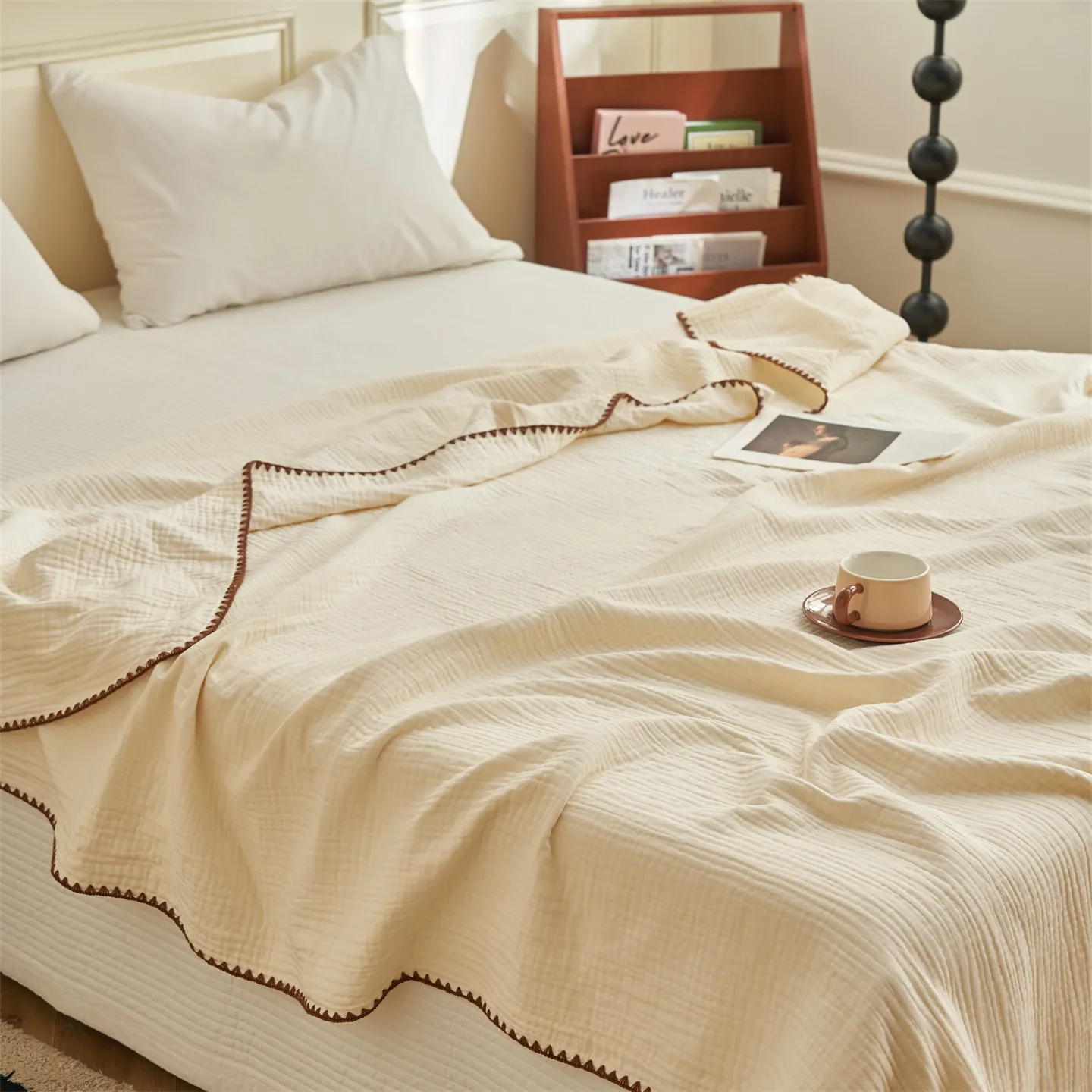Lightweight Breathable Summer Cooling Blanket Pure Cotton Gauze Air Conditioning Throw Comforter Sweat-Absorbing Odorless Quilt