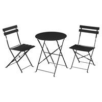 3-Piece Foldable Garden Bistro Set Round Table & 2 Chairs Ergonomic for Patio Balcony Outdoor 150kg Capacity No Assembly Needed
