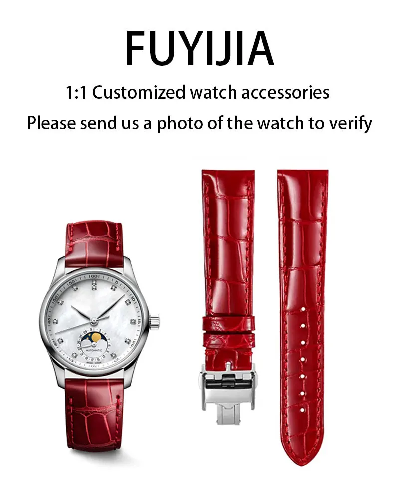 

FUYIJIA Custom L-ongines L2.409 Original Watchband 18*16mm Flat Interface Cowhide Strap Pin Buckle/Butterfly Buckle Leather Belt