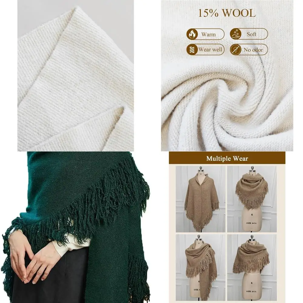 

Роскошная женская вязаная шерстяная шаль с бахромой и кисточками