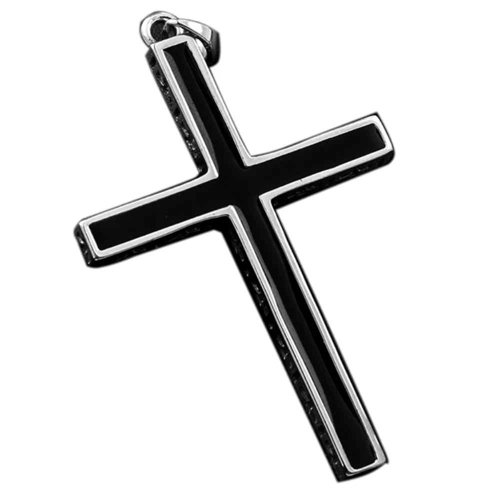 Real Solid 925 Sterling Silver Crosses For Men Christian Black Jesus Pendant Couples Women Lovers Fine Jewelry