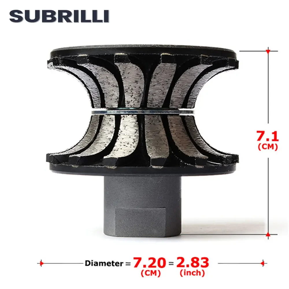 SUBRILLI Segmented V30 Diamond Hand Profile Router Bit Full Bullnose Stone Concrete Granite Countertop Abrasive Grinding Wheel