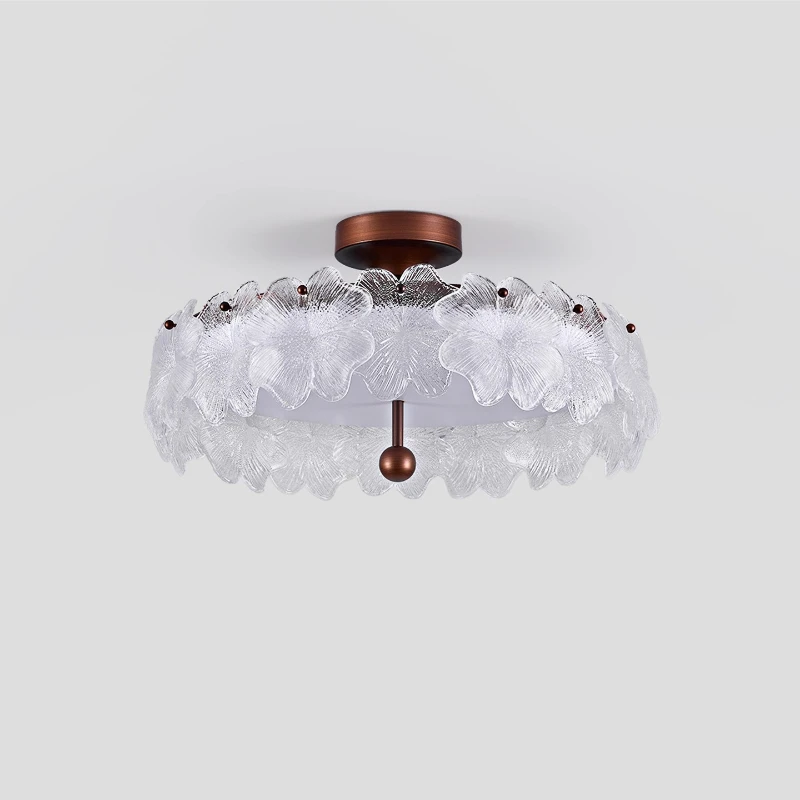 American Iron Base Flower Glass LED Ceiling Lights Acrylic Lampshade Moden Living Room Bedroom Restaurant Kitchen Hanging Lamps