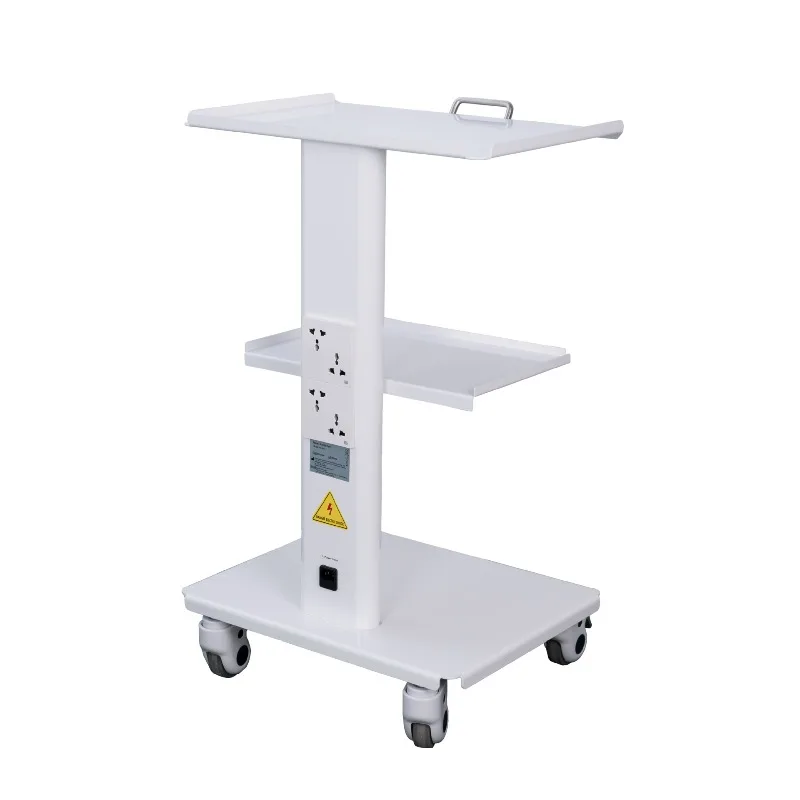 High Quality White Metal 3-Layer Lab Trolley Rolling Storage Cart Clinic Furniture for Dentist Office