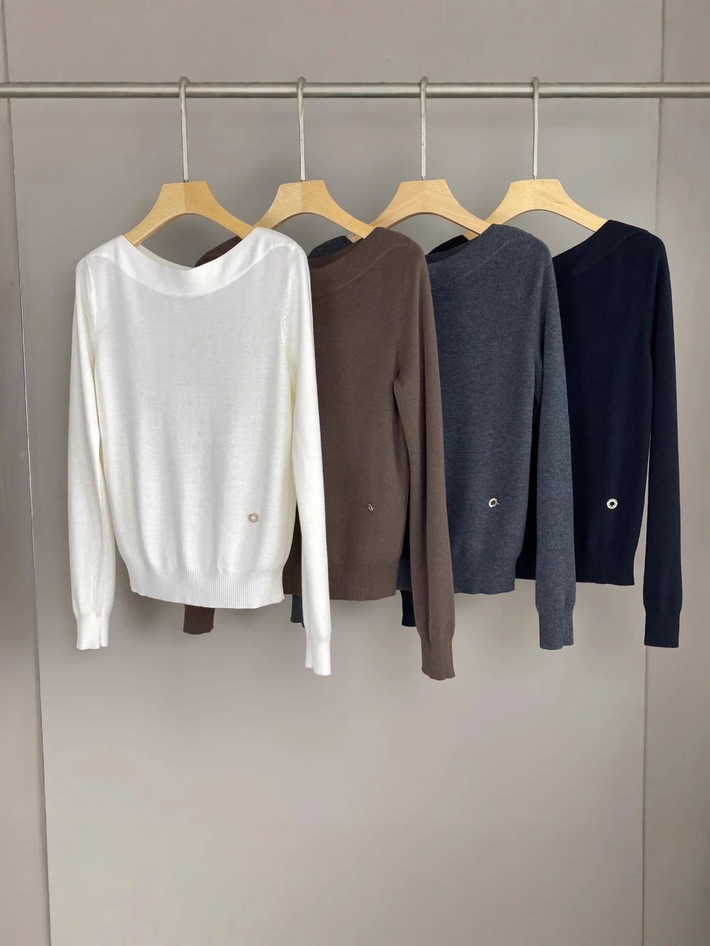 

Women Cotton Wool Sweater Autumn 2025 Color Patchwork Slash Neck Long Sleeve Loose Knitted Pullover