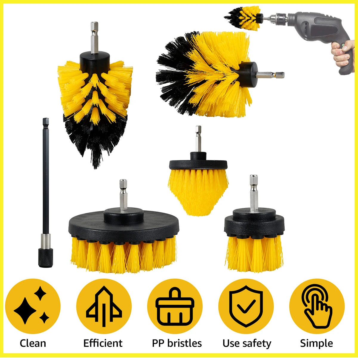 Electric Drill Brush Kit Electric Cleaning Brush Electric Drill Brush Head Multipurpose Cleaner Car Tire Tile Bathroom Kitchen