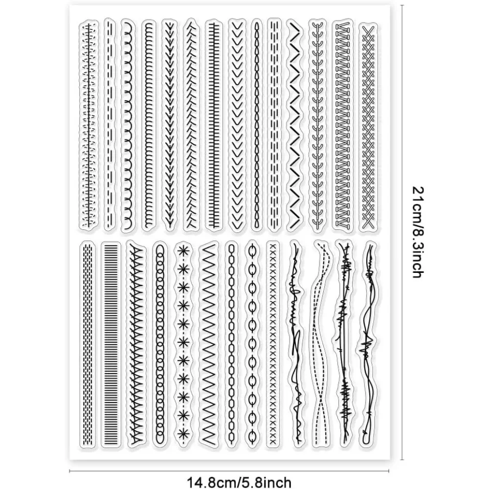 Sewing Thread Border Clear Stamps for Cards Making Lace Border Clear Stamp Seals 5.83x8.27inch Transparent Stamps for DIY