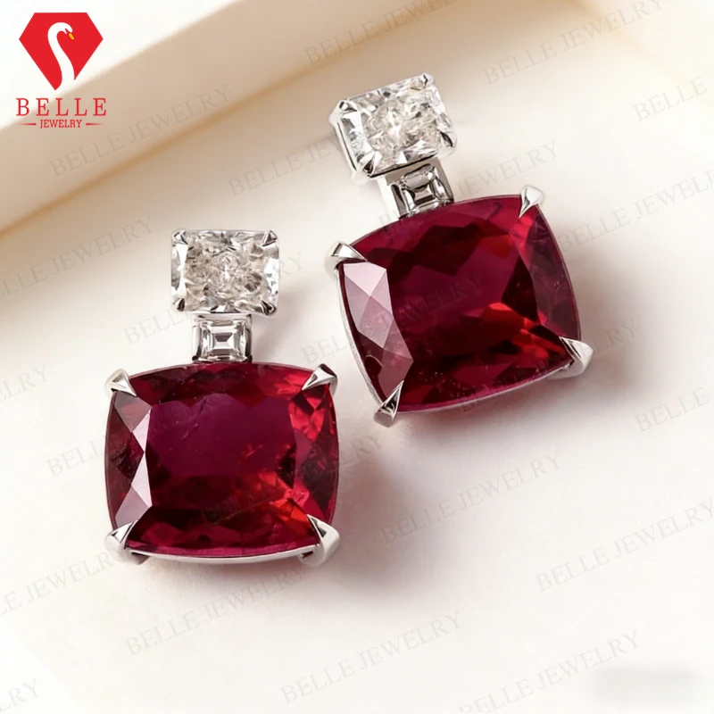 925 Sterling Silver Ruby/Sapphire/Colombia Stud Earrings AGL Certified Sparkling Jewelry Anniversary Gifts Hypoallergenic