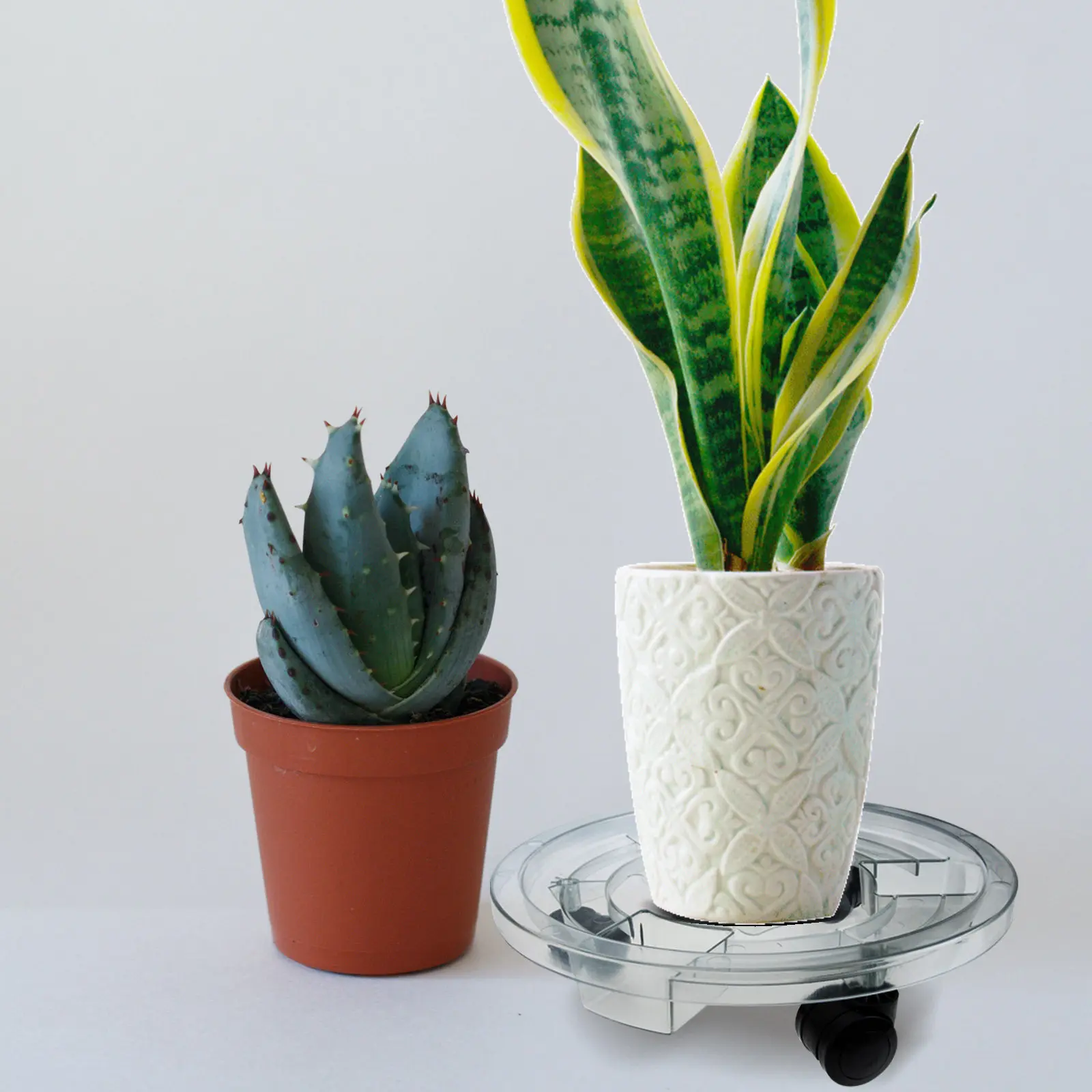 Heavy Load Capacity Plastic Flowerpot Stand with Smooth Rolling Wheels Thickened Design Movable Plant Dolly for Home Patio