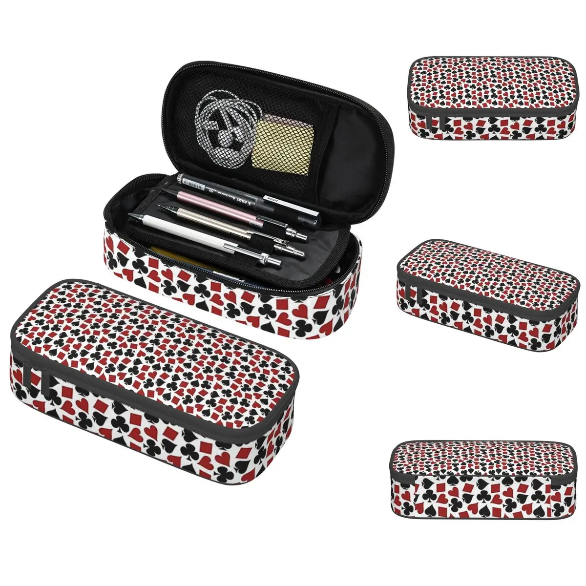 Estuche para lápices con diseño de cartas de póquer para niño y niña, caja para bolígrafos escolares, bolsa para lápices, suministros de papelería, bolsa para guardar bolígrafos