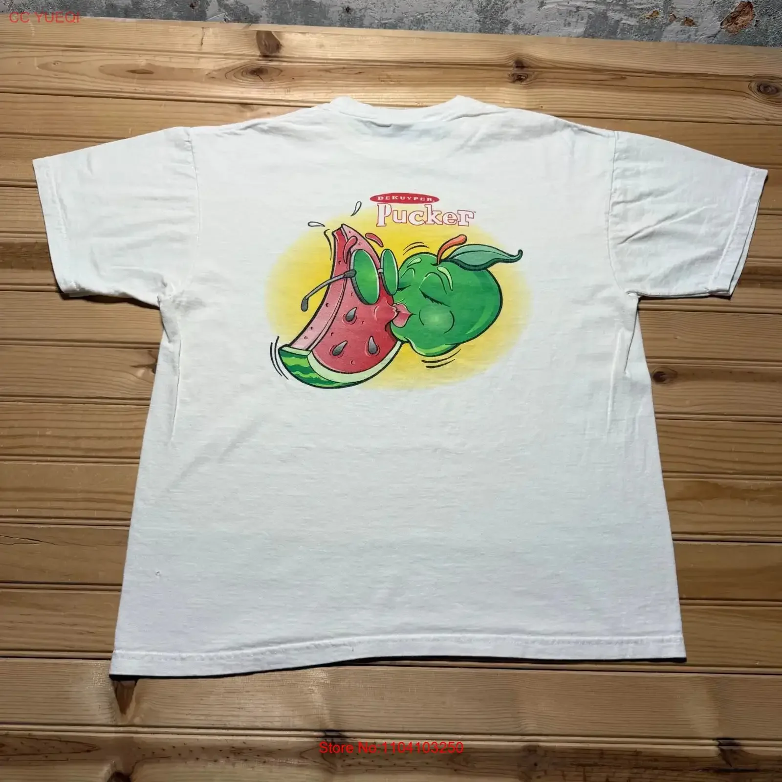 Camiseta vintage de los años 90 DeKuyper Pucker Keep It Sweet Sour Schnapps Liqueurs, talla grande, con gráfico lavado, para uso diario